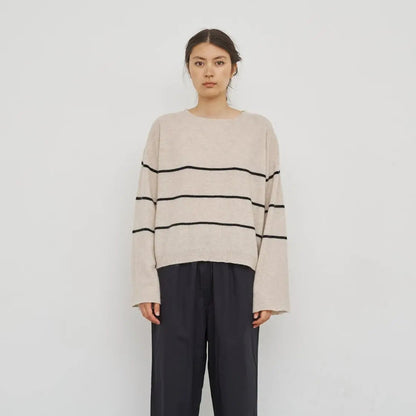 Stripe Cashmere Bell-Sleeve Sweater