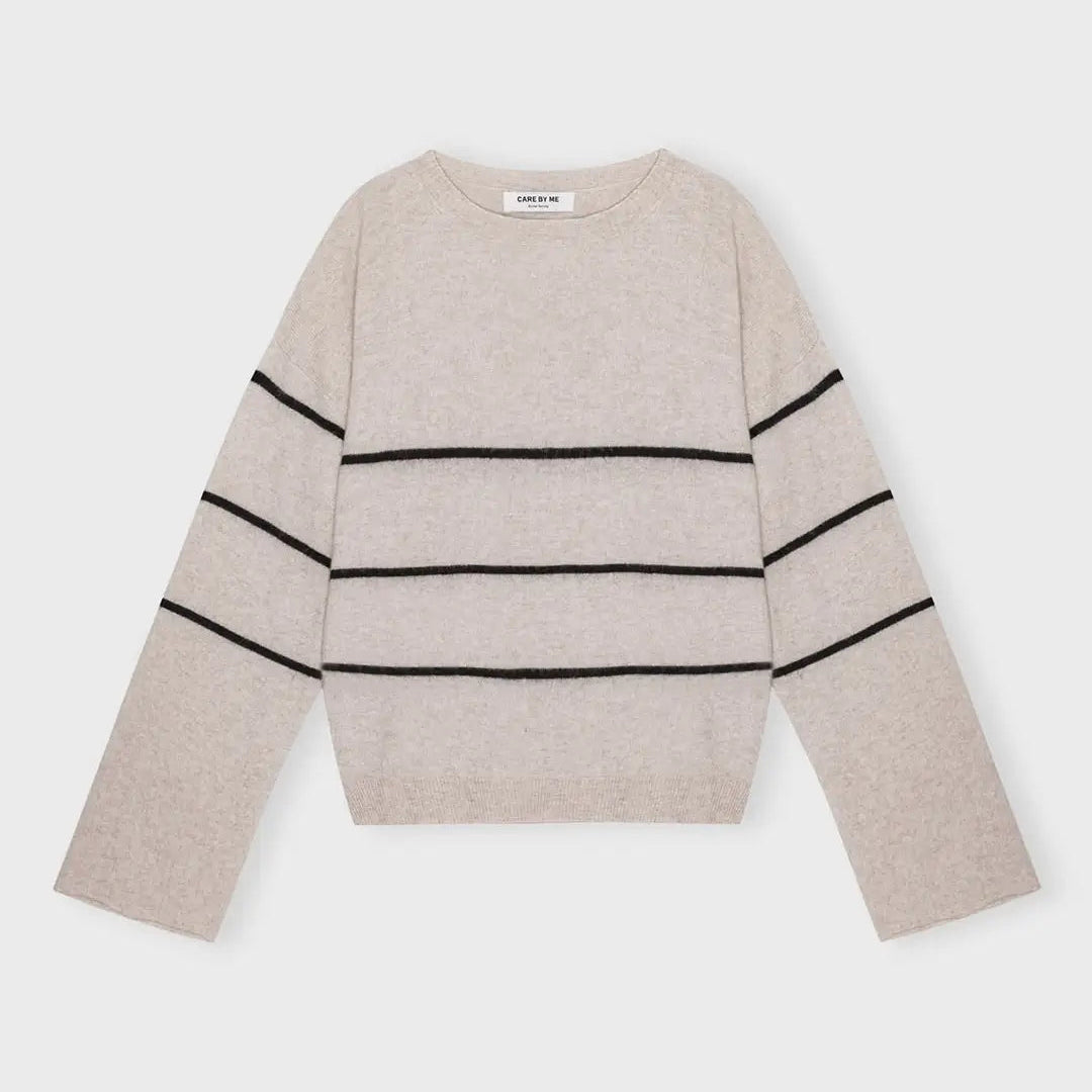 Stripe Cashmere Bell-Sleeve Sweater