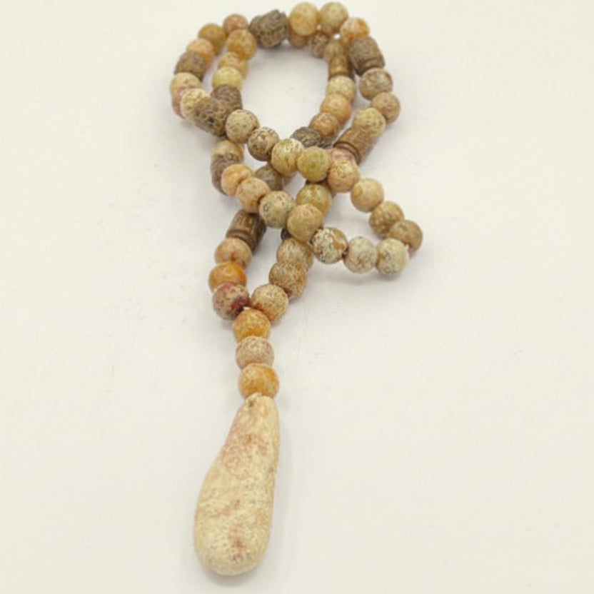 Seed Palm Beach Antique Jade Prayer Bead Long Necklace