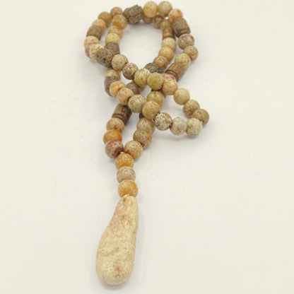 Seed Palm Beach Antique Jade Prayer Bead Long Necklace