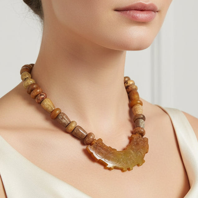 Seed Palm Beach Jasper and Serpentine Short Jade Necklace