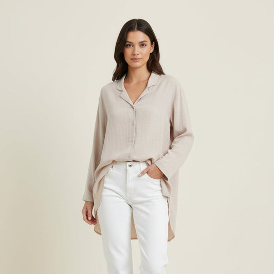 VIivienne Organic Cotton Long Button Down Shirt