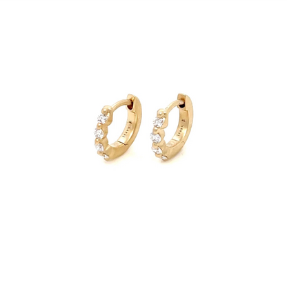 found. Bezel-Set Diamond Huggie Earrings, 8mm