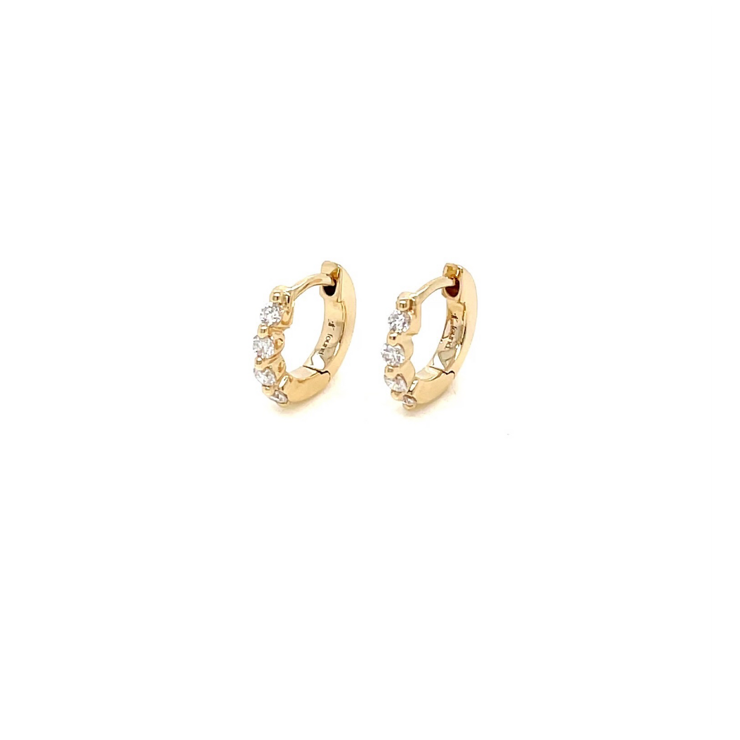 found. Bezel-Set Diamond Huggie Earrings, 8mm