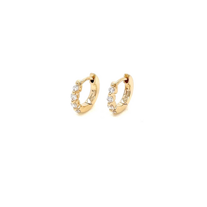 found. Bezel-Set Diamond Huggie Earrings, 8mm