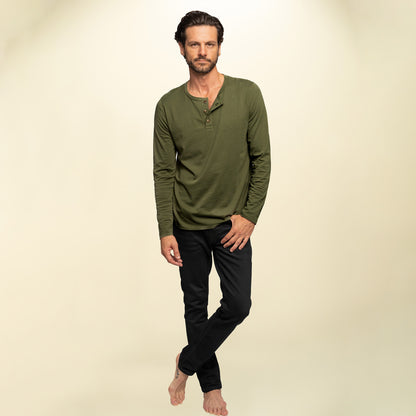 found. Men's Organic Cotton Long Sleeve Button Henley Tee