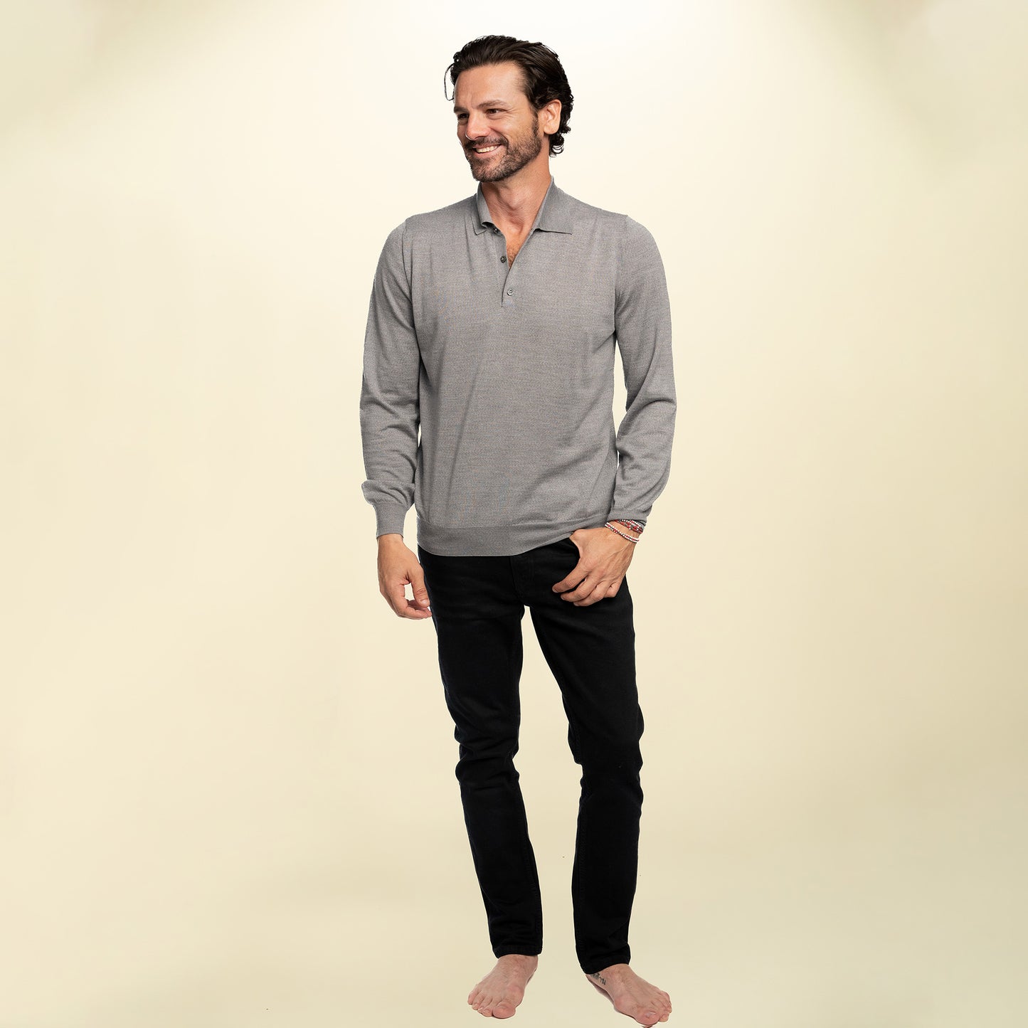 Men’s Italian Renewed Superfine Cashmere Polo Sweater