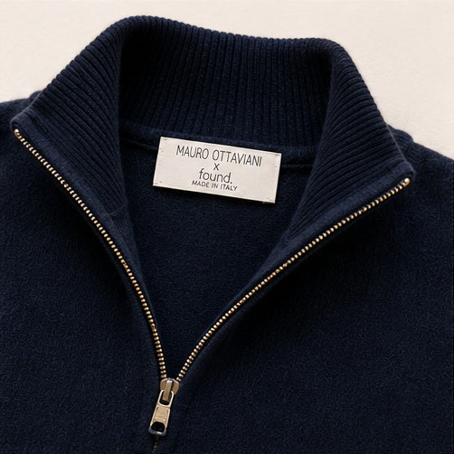 Men’s Italian Renewed Cashmere Zip Henley Sweater