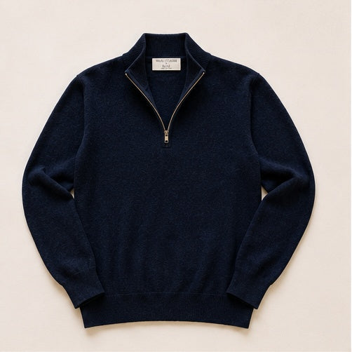 Men’s Italian Renewed Cashmere Zip Henley Sweater
