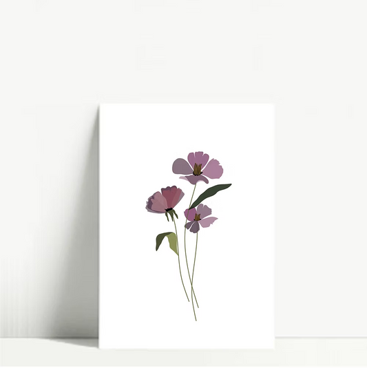 Hand Made Floral Mini Postcard w Envelope