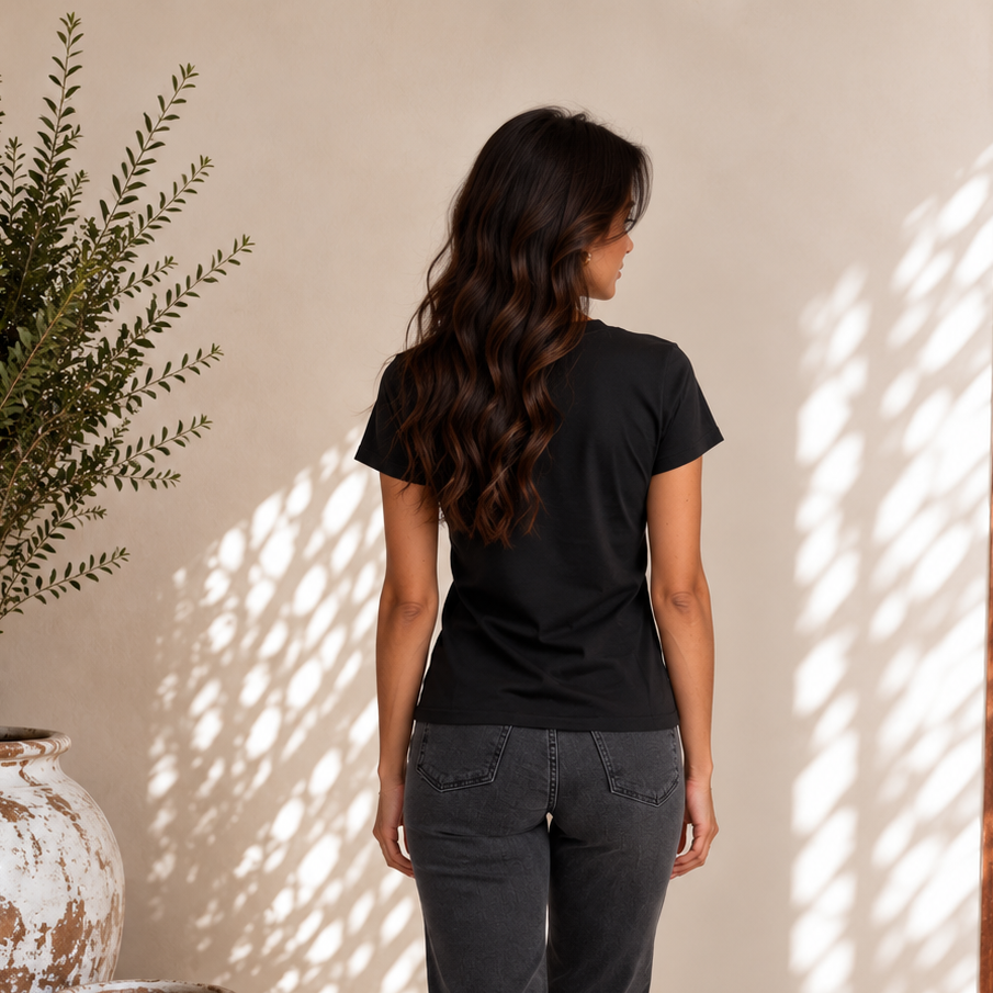 found. Women's Organic Cotton Short Sleeve Relaxed V-neck Tee